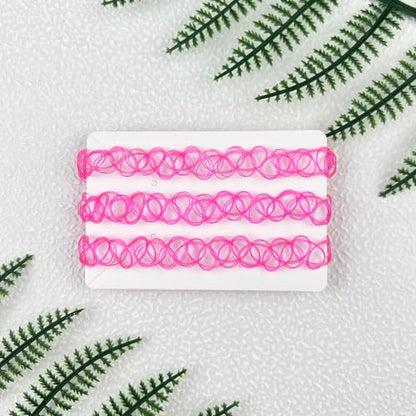 3PCS Black Tattoo Choker Necklace Rainbow Tattoo Chokers Gothic 90s Choker Necklace Purple Tattoo Choker and Pink Chokers 2000s Y2K Multicolour Collar Adjustable Stretchy Elastic Necklace Jewelry Gift for Women - color: 3PCS Pink
