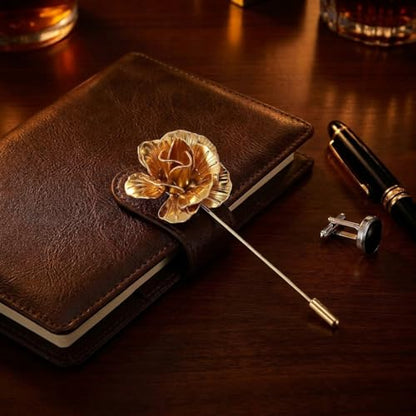 Gold Rose Pin for Men, Suit Pins for Men, Mens Brooches for Suits, Tie Accessories for Jackets, Men's Silver Gold Lapel Pin for Wedding