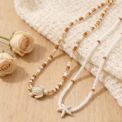 Boho Beach Jewelry Sets for Women | Summer Seashell Starfish Accessories, Necklace, Earrings, Rings Anklet - style: 24pcs Boho Beach Set