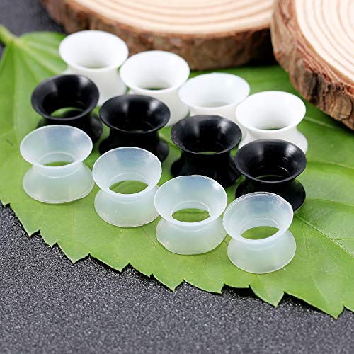 Cisyozi 10G-50mm Thin Silicone Gauges for Ear Flexible Double Flare Gauges Tunnels Expander Stretching Gauge Earlets Plugs Gauges Kit Earlets Retainer Same Sizes 3 Colors - style: 00G=10mm