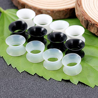 Cisyozi 10G-50mm Thin Silicone Gauges for Ear Flexible Double Flare Gauges Tunnels Expander Stretching Gauge Earlets Plugs Gauges Kit Earlets Retainer Same Sizes 3 Colors - style: 00G=10mm