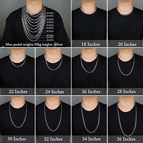 Monily 24K Gold Plated Figaro Chain Stainless Steel Necklace Men Women - color: stainless steel