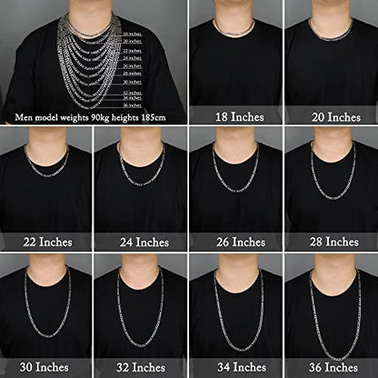 Monily 24K Gold Plated Figaro Chain Stainless Steel Necklace Men Women - color: stainless steel