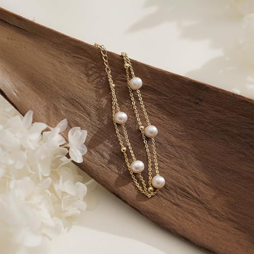 Pearl Bracelets for Women Dainty Gold Pearl Stretch Stackable Bracelet Bridesmaid Wedding Jewelry Gifts Prom Wedding Guest Dress - color: D:Gold Pearl Bracelet