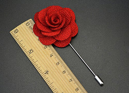 Gentleman's Essentials Premium Handmade Flower Lapel Pin Boutonniere - color: Amaranth Red [Begonia]