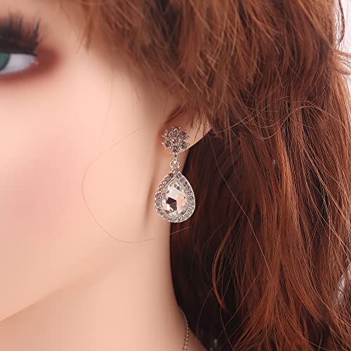 Bridesmaid Jewelry Set for Women,Pendant 18K Gold & Silver & Rose Gold Pendant Necklace Earrings Bracelet Set,Dainty Gift for Wedding/Proposal/Party/Anniversary - color: SILVER - 1 SET