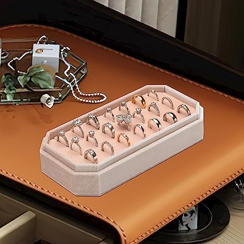 Velvet Ring Organizer Display Tray Jewelry Box Earring Holder Case | for Wedding Birthday Christmas Day (Light Pink) - color: Light Pink