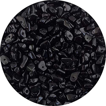 Natural Chip Stone Beads Black Obsidian Onyx 5-8mm About 400pieces Irregular Gemstones Healing Crystal Loose Bead Hole Drilled DIY for Bracelet Jewelry Making Crafting (5-8mm, Black Obsidian Onyx) - color: Black Obsidian Onyx