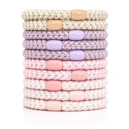 10-Piece Hair Ties: Soft Knitted Hair Tie for Thick/Coarse/Curly Hair. Gentle Hair Ties No Damage—Secure & Protect Strands (Gradient Pink) - color: Gradient Pink