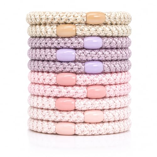 10-Piece Hair Ties: Soft Knitted Hair Tie for Thick/Coarse/Curly Hair. Gentle Hair Ties No Damage—Secure & Protect Strands (Gradient Pink) - color: Gradient Pink