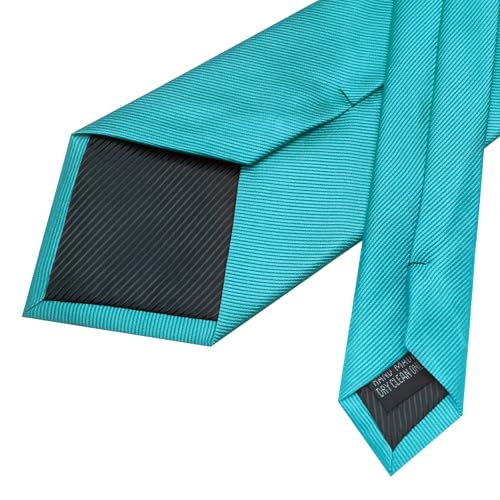 JEMYGINS Formal Necktie Solid Color Tie and Pocket Square with Tie Clip Lapel Pin Sets for Men 4PCS - color: Turquoise
