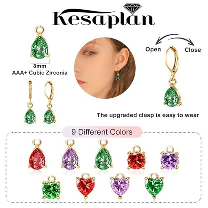 Multicolor Crystal Dangle Studs Earrings Set for Women 925 Silver Hypoallergenic Dangle Earrings Leverback Drop Earring Fashion Cubic Zirconia Leverback Stud Earring Sets Trendy Cubic Zirconia Jewelry Gifts for Women - style: 9-G