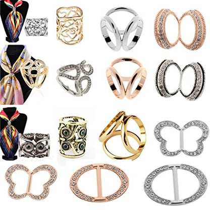 Tricyclic Round Scarf Silk Scarf Clip Three Rings Buckle