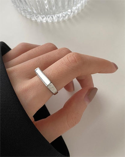 MYNENEY Stainless Steel Square Shape Signet for Men Statement Ring - color: Geometrical-Custom Silver