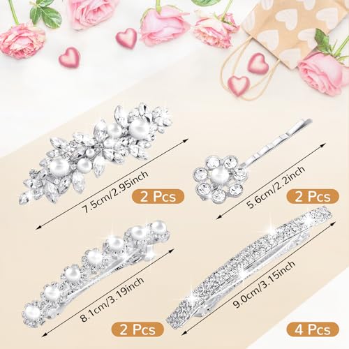 Janinka Rhinestone Hair Accessories for Wedding: Bridal Hair Pins, Crystal Bobby Pins, Silver Hairpin Barrettes, and Elegant Leaf Flower Accents for Women and Girls - color: Flower Style