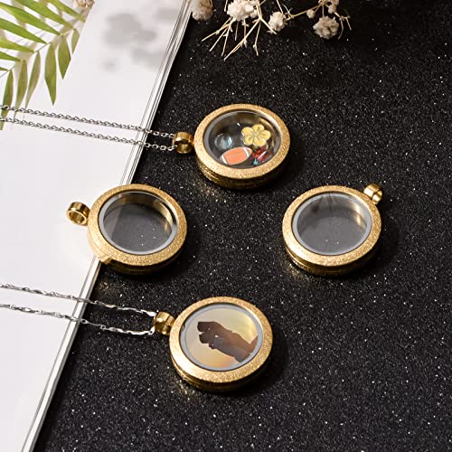 WANDIC Photo Charms, Set of 4 Matte Stainless Steel Round Memory Locket Pendant Bridal Wedding Bouquet Charms for Photo or Wedding, 25mm - color: 4pcs-gold Matte