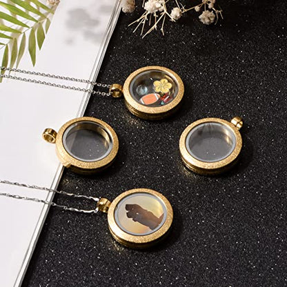 WANDIC Photo Charms, Set of 4 Matte Stainless Steel Round Memory Locket Pendant Bridal Wedding Bouquet Charms for Photo or Wedding, 25mm - color: 4pcs-gold Matte