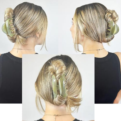 Camila Paris CP3217 French Hair Clips for Women, 3.5" Large Claw Clip Strong Hold All Day, Girl Large Claw Clips for Thick Hair, No Damage No Slip Flat Clip for Women. Made in France - color: Gray
