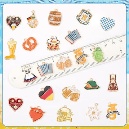 MARFOREVER 40Pcs/20 Pairs Oktoberfest Charms for Jewelry Making | Beer Theme Festival Charm, German Beer Mug Pretzel Dangle Charms, for Bracelet Necklace Earrings Making Accessories DIY Craft - style: Oktoberfest