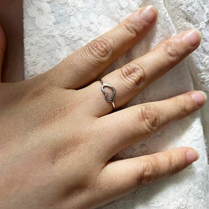 Love Plain Stacking Band Statement Wedding Promise Ring For Women | Stainless Steel, Cute Hollow Heart Design,Waterproof,Tarnish Resistant,Gift For Mother’s Day, Valentine’s Day, Christmas - color: Gold