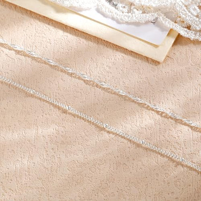Tewiky Layered Waist Chain for Women, 14K Gold/Silver Plated Belly Chains | Beach Waist Beads Chain, Waterproof Twist Figaro Cuban Body Chain, Summer Jewelry for Women Gifts - color: Silver Waist Chain
