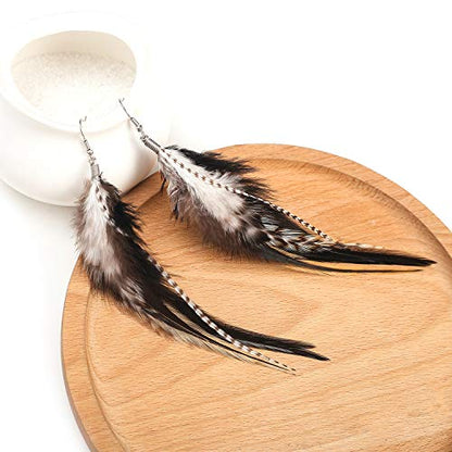 lureme Bohemian Multicolor Pheasant Feathers Dangle Earrings Handmade Natural Feather Earrings (er006314) - style: Style F