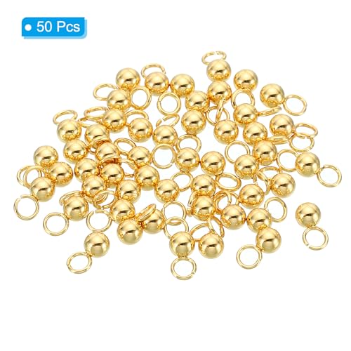 PATIKIL 50pcs Steel Bead Charm, Stainless Steel Ball Bracelet Charm Pendants Metal Round Beads Small Bulk for Jewelry Making - color: Gold Tone, size: 3mm