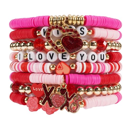 Twinfree Bohemia Beaded Bracelet for Women, Polymer Clay Stretch Bracelets - color: color 55