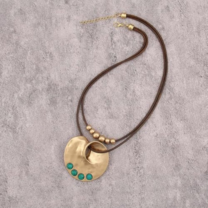 Boho Necklaces for Women Chunky Circle Necklace Bohemian Necklaces | Chunky Boho Necklace for Women Layered Boho Circle Leather Choker Necklace Long Vintage Necklaces Bohemian Jewlery Gifts - style: Bohemian Style Necklaces