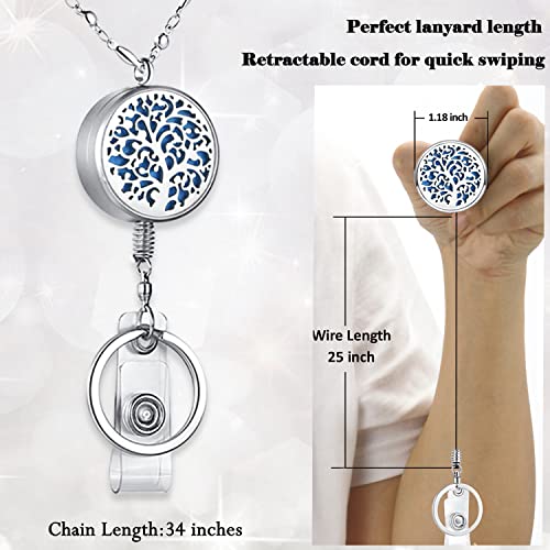 Retractable Lanyard, Lanyards for ID Badges Women Cute, Family Tree | Teacher Lanyard with ID Holder, Nurse Badge Reels Retractable Necklace Keychain Silver Chain Work Jewelry Gifts - color: 4-retractable-family Tree