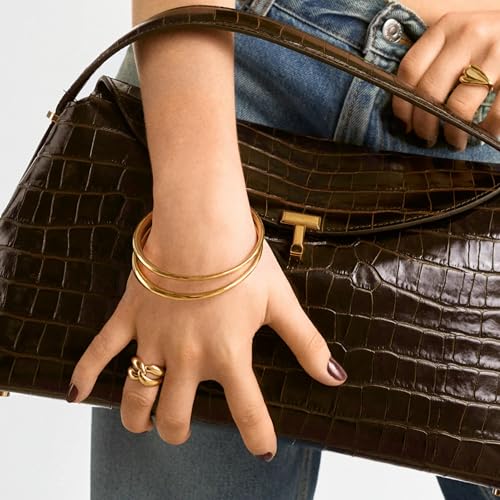 Hey Harper Gold Ring for Women - Gold Plated Stacking Waterproof & Sweatproof Jewerly Ring - Everday Non Tarnish Cute Fashion Circle Rings - style: Bond Ring