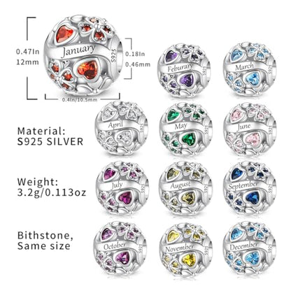 LNQOBU 925 Sterling Silve Lucky Birthstone Charm for Bracelets, With 5A Cubic Zirconia Birthday Charms Dangle Pendant Bead for Pandora Bracelets and Necklaces - color: J1-October