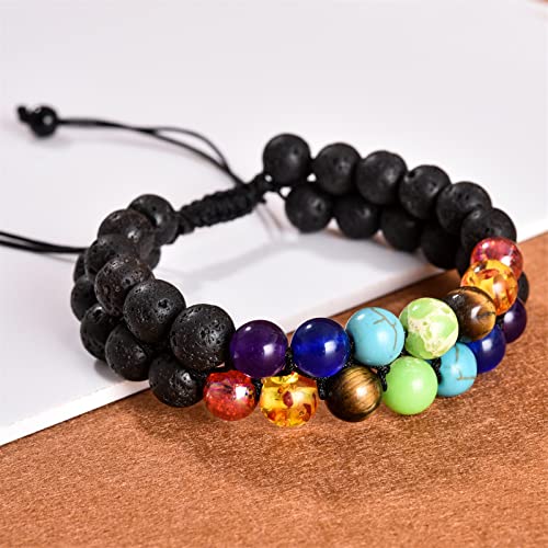 ONLYJUMP Planet Bracelet Solar System Universe Galaxy Bracelet Handmade Natural Stone Bead Bracelet String Adjustable Astronomy Gifts Bangle for Women Men - color: Double Layer Bracelet