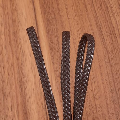 GORGECRAFT 5m x 8mm Braided Leather Cord Flat PU Leather Cord String Faux Leather Braiding Threads Bolo Tie Rope for DIY Crafts Bracelet Choker Necklace Anklets Keychain Jewelry Making, Coconut Brown