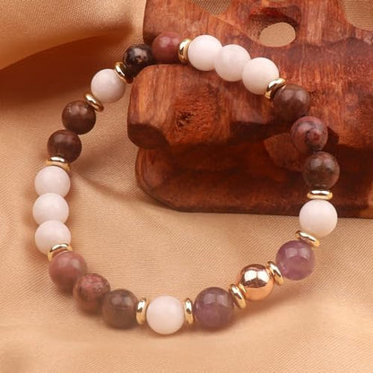 KSQS Healing Stone Bead Bracelet for Women, Natural Gemstones Balance Protection Bracelet, Spiritual Crystal Beads Bracelet Anxiety Relief with Meaning Card - color: Harmony