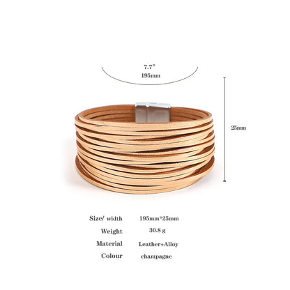 hotoo Leather Wrap Bracelet for Women - color: Champagne
