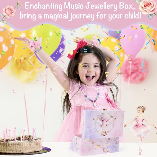 Music Jewellery Box with Drawer Necklace Bracelet, Musical Jewelry Storage Case with Spinning Ballerina Gift Set for Kids Girls Children Daughter (Purple-Ballet) - color: Purple-Ballet