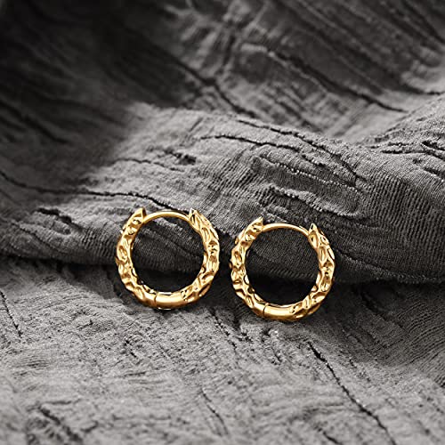 Cubic Zirconia Huggie Earrings 14k Gold Plated Tiny Earrings Small Huggie Hoop Earrings Simple Lightweight Hoops Gift for Women - color: Texture Hoop