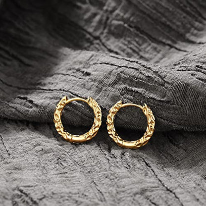 Cubic Zirconia Huggie Earrings 14k Gold Plated Tiny Earrings Small Huggie Hoop Earrings Simple Lightweight Hoops Gift for Women - color: Texture Hoop