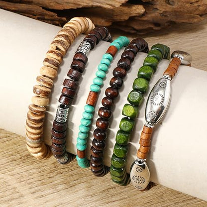 Long tiantian Boho Bracelets for Women Stackable Wooden Bracelet Western Beaded Bracelet Stack Boho Fashion Trendy Jewelry Gifts - color: A4:boho bracelets