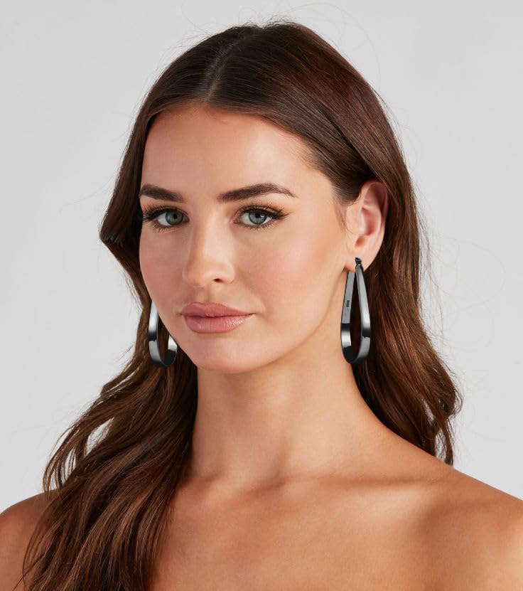 Sterling Silver Hoop Earrings for Women Large Oval Hoop Earrings Lightweight Big Gold Hoops Earrings Hypoallergenic 14K Gold Plated Hoops Earrings Non Tarnish Jewelry Gifts 20/30/40mm - color: Black-40*65mm