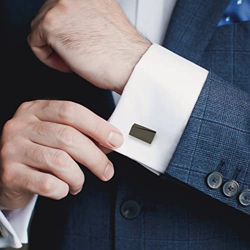 Cufflinks for Men, Stainless Steel Cuff Links Mens for Wedding Business Gifts, Silver, Black, Gold - color: Black