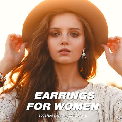 925 Sterling Silver Hoop Earrings Drop Dangle Earrings for Women Hypoallergenic Earring Trendy Huggie Earring Cute Graduation Birthday Gifts Jewelry for Women - color: Dream