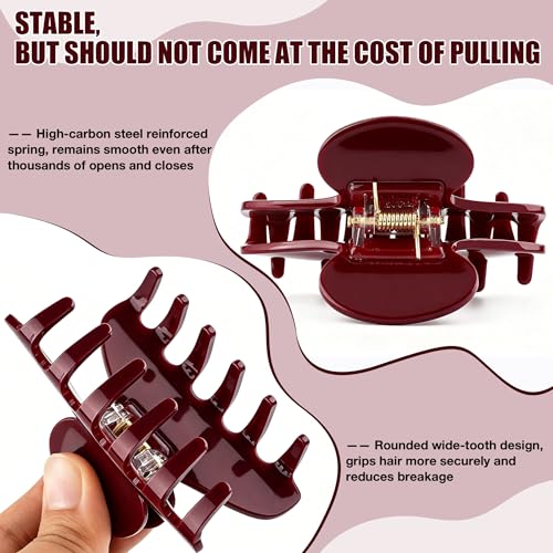 Large Claw Clip Red Hair Clips for Women Acetate Hair Claw 4inch | Big Celluloid Butterfly Jaw Clips Nonslip, Trendy Claw Clips Red Strong Hold, Jumbo French Hairclip for Thick Hair - color: Angola Red Claw Clip