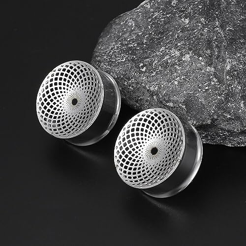 1 Pair New Classic gauges Ear Plugs Tunnels Hypoallergenic 316 Stainless Steel Ear Gauges 8mm-25mm (0G-1") Body Piercing Jewelry - color: Silver-1407, size: 1/2" (12mm)