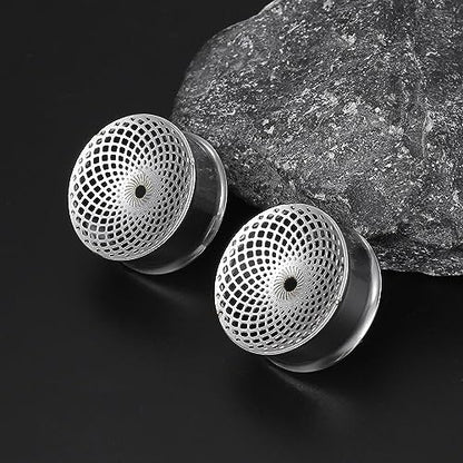 1 Pair New Classic gauges Ear Plugs Tunnels Hypoallergenic 316 Stainless Steel Ear Gauges 8mm-25mm (0G-1") Body Piercing Jewelry - color: Silver-1407, size: 1/2" (12mm)