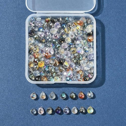 150Pcs Teardrop Glass Beads Electroplate Faceted Crystal Teardrop Beads Colorful Top Drilled Water Drop Charm Bead for Jewelry Making DIY Earring Bracelet Necklace - color: Mixed Color-F