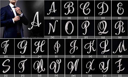 A-Z 26 Letters Pins Brooches Silver Plated Metal Broaches Pins-Clear Crystal Initial Breastpin - color: 1pcs-R