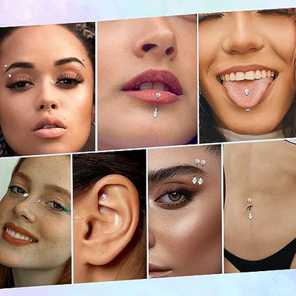 G23 Titanium Eyebrow Piercing Jewelry Eyebrow Rings Curved Barbell 16G Eyebrow Belly Button Ring Navel Rings Rook Daith Earrings Lip Ring Eyebrow Jewelry 6mm-12mm - color: 2PCS,Disc Shape +Cone Shape White Opal,Silver