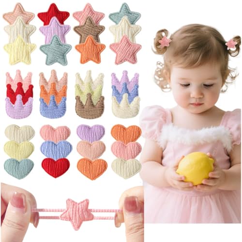 Toddler Hair Ties,30pcs Cartoon Bow,Star,Heart,Crowns Shaped with 0.78inch Rubber Band for Girls Baby,Elastic No Damage Hairs Tiny Hair Sruchies (hair tie) - color: hair tie